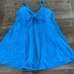 Swim 365 Blue Bow Convertible Strapless Swimsuit